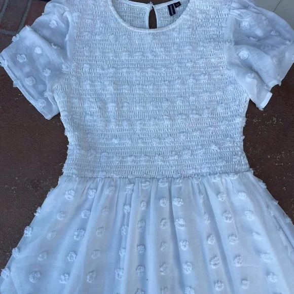 Bohemian White midi dress with polka dots and ruffle details sz M - Picture 5 of 6